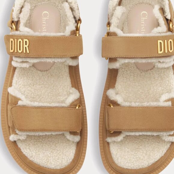 Dior - Dioract Suede Goatskin Dior - Dior Suede Goatskin Beige Sandals - Picture 1 of 4